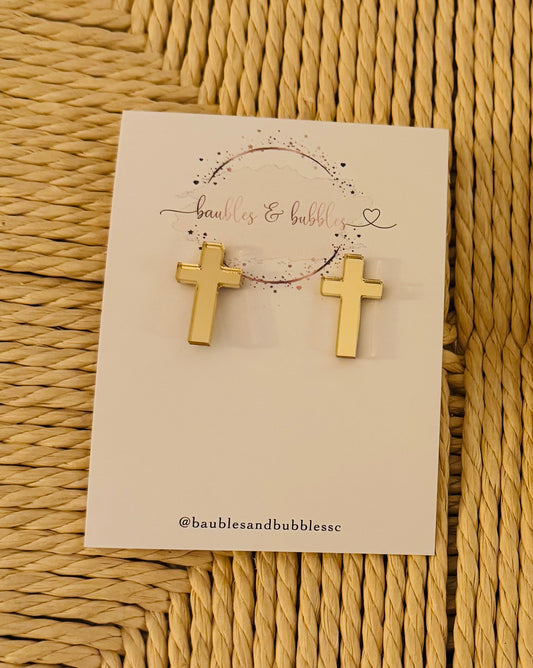Gold Cross Stud