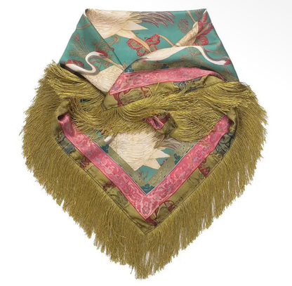 Fringed Crane Scarf