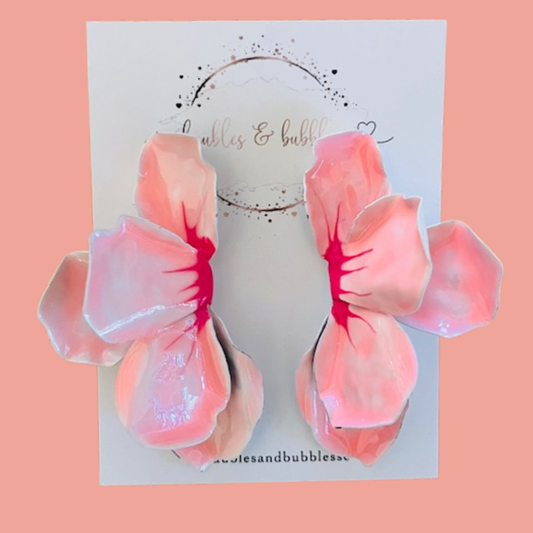 Pink Petal Ruffle Earrings