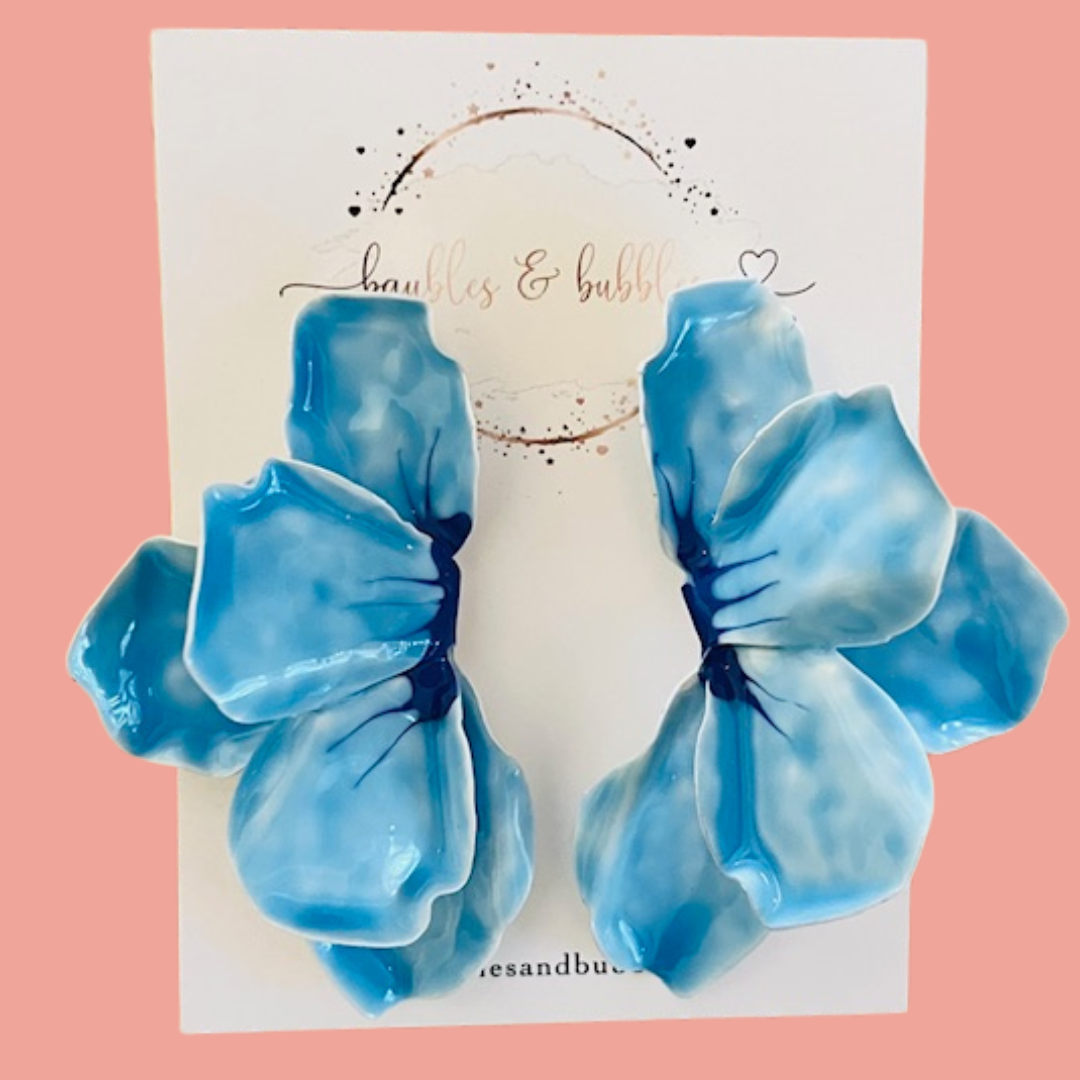 Sky Petal Ruffle Earrings